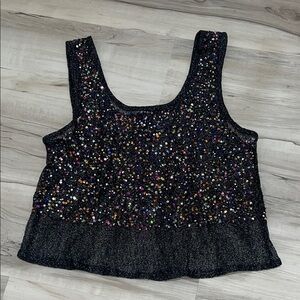 Fun & Flirt 🔥Sparkling Black Sequin Tank Top